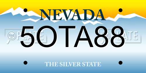 5OTA88 Nevada License Plate
