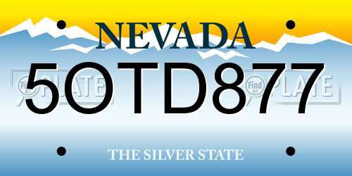 5OTD877 Nevada License Plate