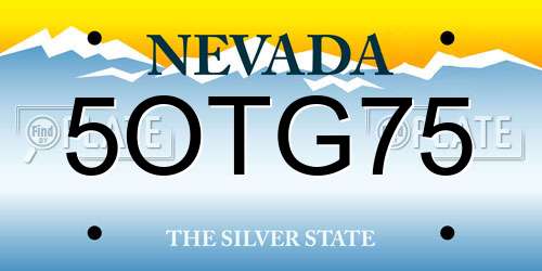 5OTG75 Nevada License Plate