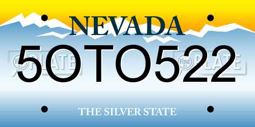 5OTO522 Nevada License Plate