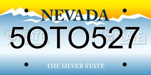 5OTO527 Nevada License Plate