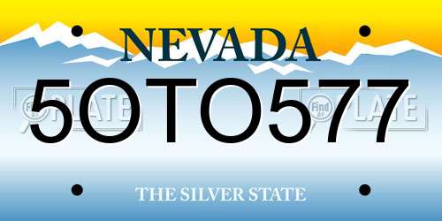 5OTO577 Nevada License Plate