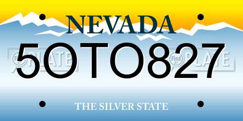 5OTO827 Nevada License Plate