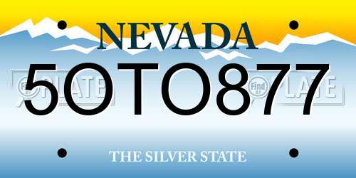 5OTO877 Nevada License Plate