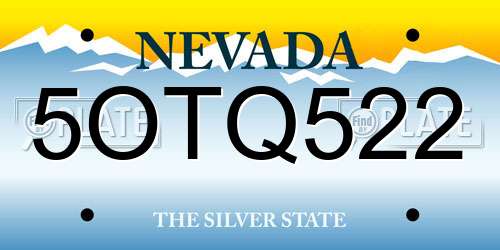 5OTQ522 Nevada License Plate