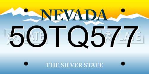 5OTQ577 Nevada License Plate
