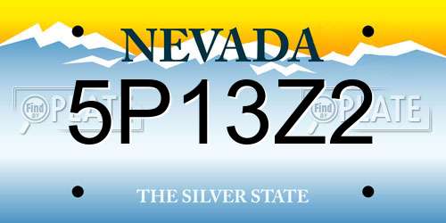 5P13Z2 Nevada License Plate