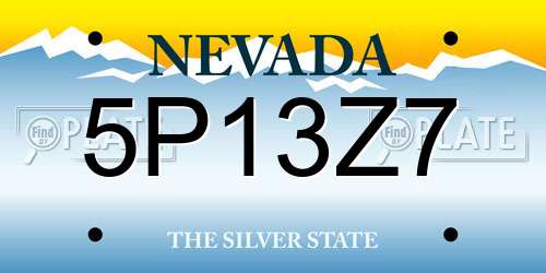 5P13Z7 Nevada License Plate