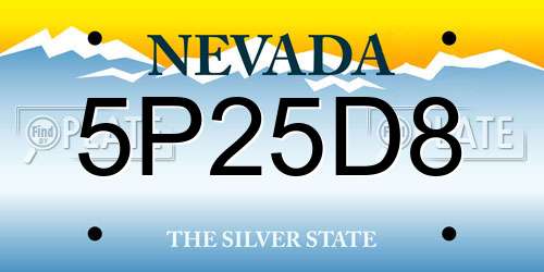 5P25D8 Nevada License Plate