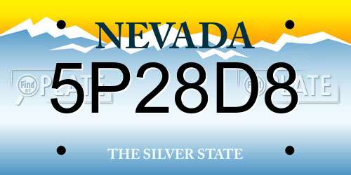 5P28D8 Nevada License Plate