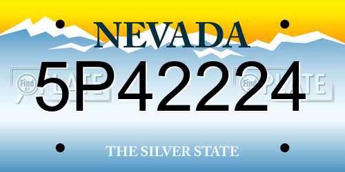 5P42224 Nevada License Plate