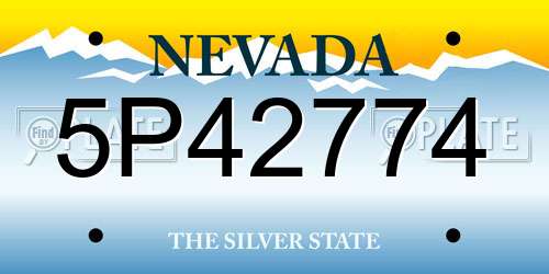 5P42774 Nevada License Plate