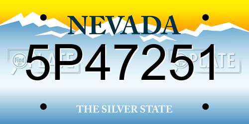 5P47251 Nevada License Plate