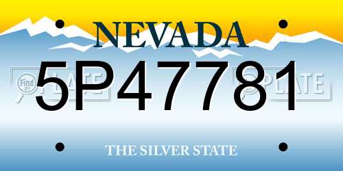 5P47781 Nevada License Plate