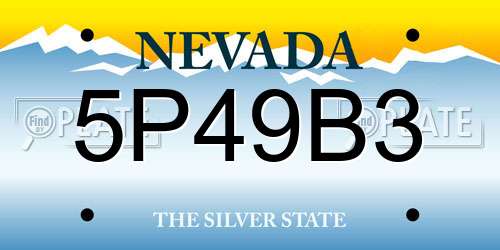5P49B3 Nevada License Plate