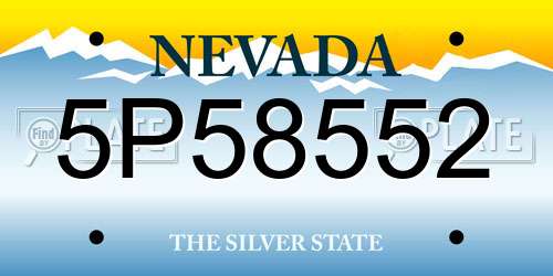 5P58552 Nevada License Plate