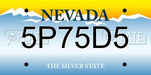 5P75D5 Nevada License Plate