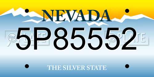 5P85552 Nevada License Plate