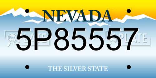5P85557 Nevada License Plate