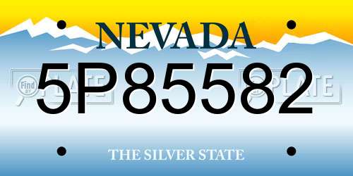 5P85582 Nevada License Plate