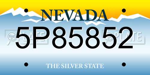 5P85852 Nevada License Plate