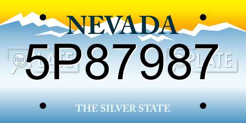 5P87987 Nevada License Plate