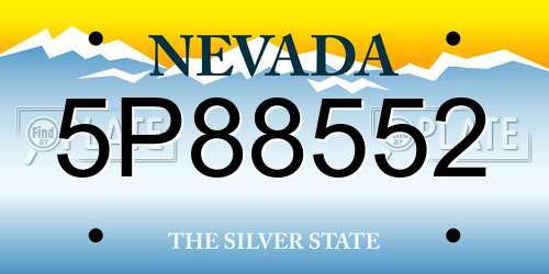 5P88552 Nevada License Plate