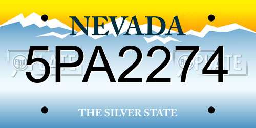 5PA2274 Nevada License Plate