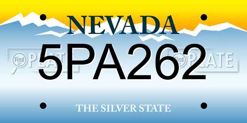 5PA262 Nevada License Plate