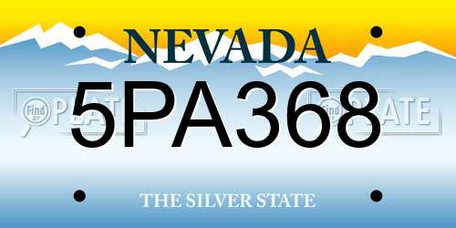 5PA368 Nevada License Plate