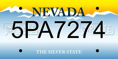 5PA7274 Nevada License Plate