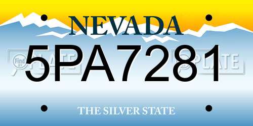 5PA7281 Nevada License Plate