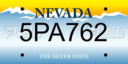 5PA762 Nevada License Plate