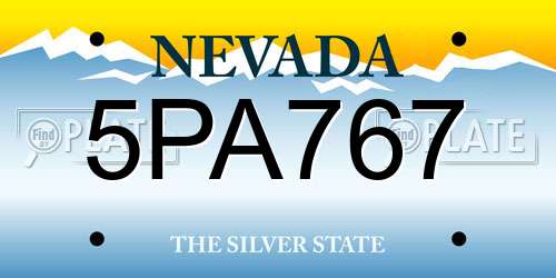 5PA767 Nevada License Plate