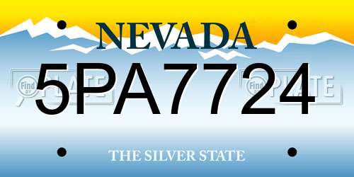 5PA7724 Nevada License Plate