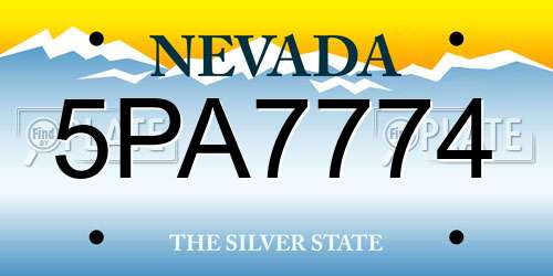 5PA7774 Nevada License Plate
