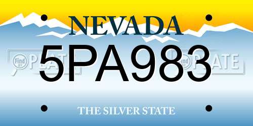 5PA983 Nevada License Plate