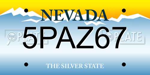 5PAZ67 Nevada License Plate