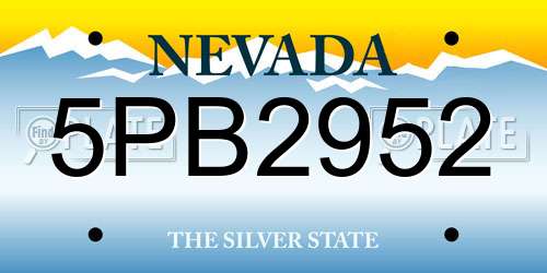 5PB2952 Nevada License Plate