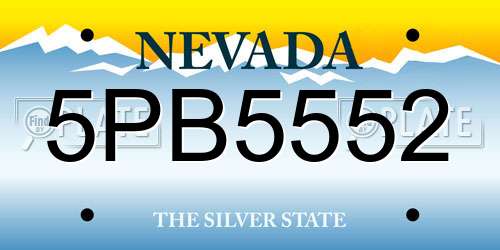 5PB5552 Nevada License Plate