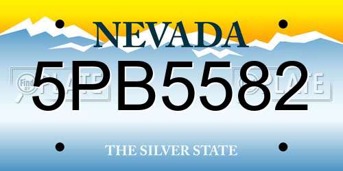 5PB5582 Nevada License Plate
