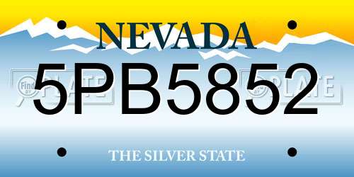 5PB5852 Nevada License Plate