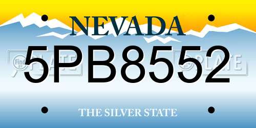5PB8552 Nevada License Plate