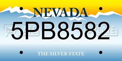 5PB8582 Nevada License Plate