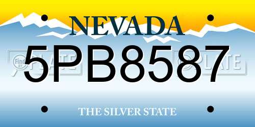 5PB8587 Nevada License Plate