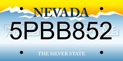 5PBB852 Nevada License Plate