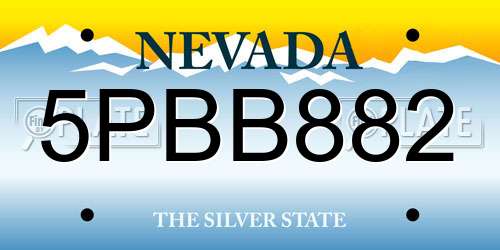 5PBB882 Nevada License Plate