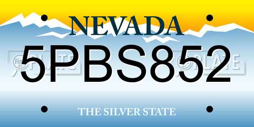 5PBS852 Nevada License Plate
