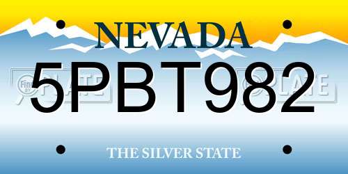 5PBT982 Nevada License Plate