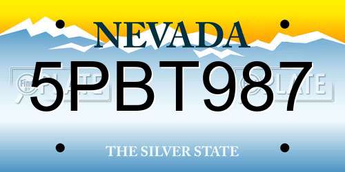5PBT987 Nevada License Plate